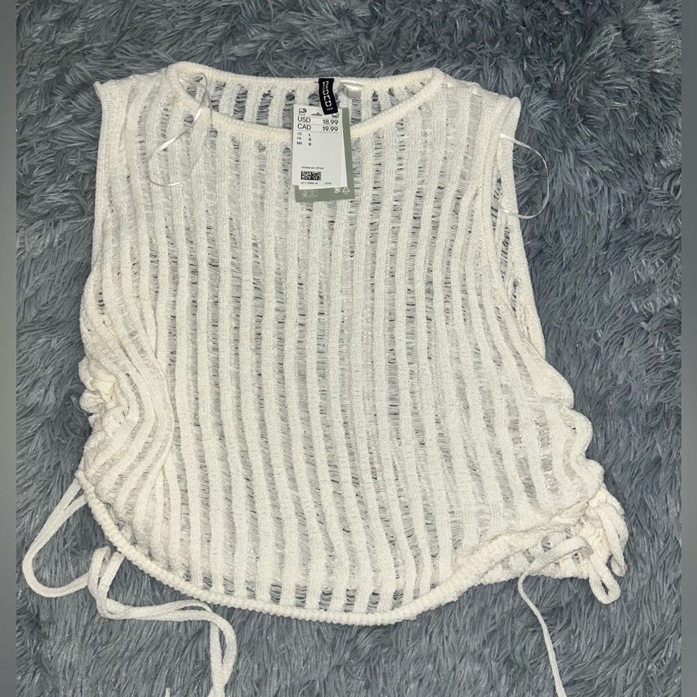 White Knit Sleeveless Top